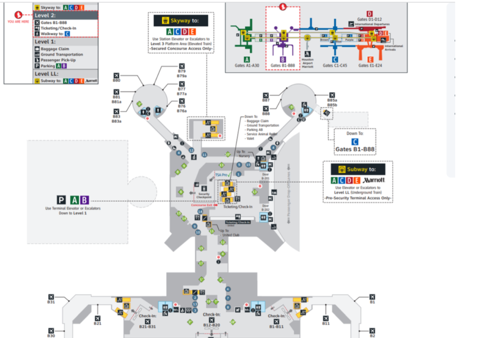 IAH Airport Terminal B Map