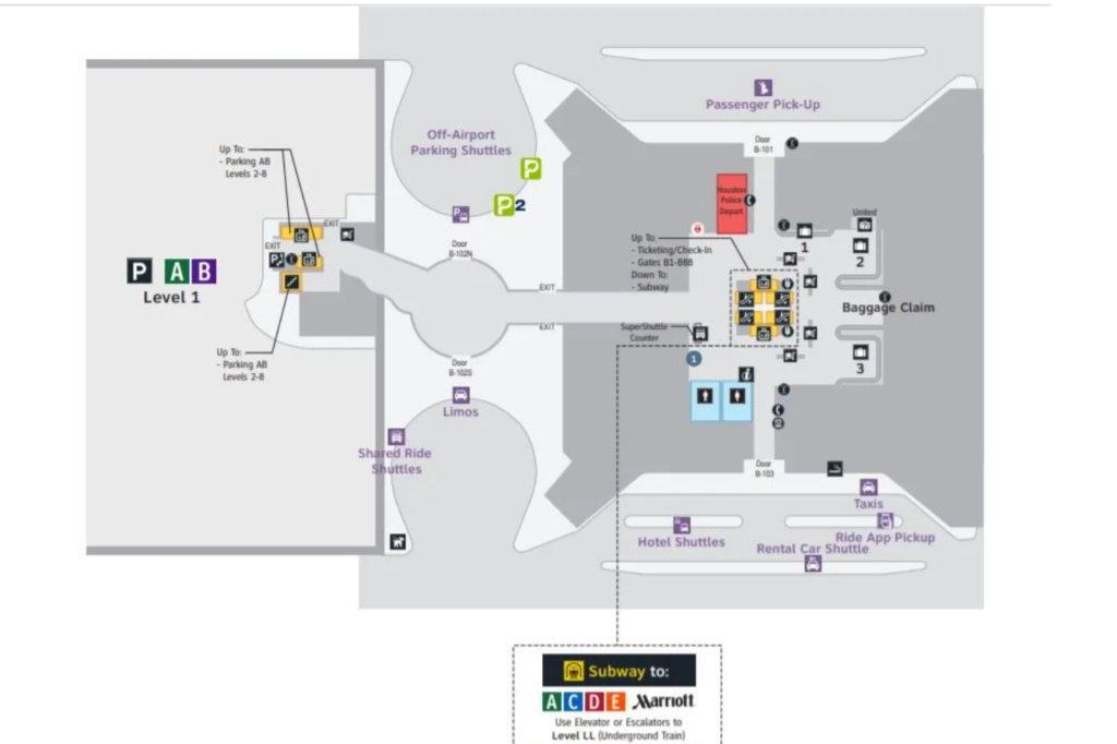IAH Airport Terminal B Map 2