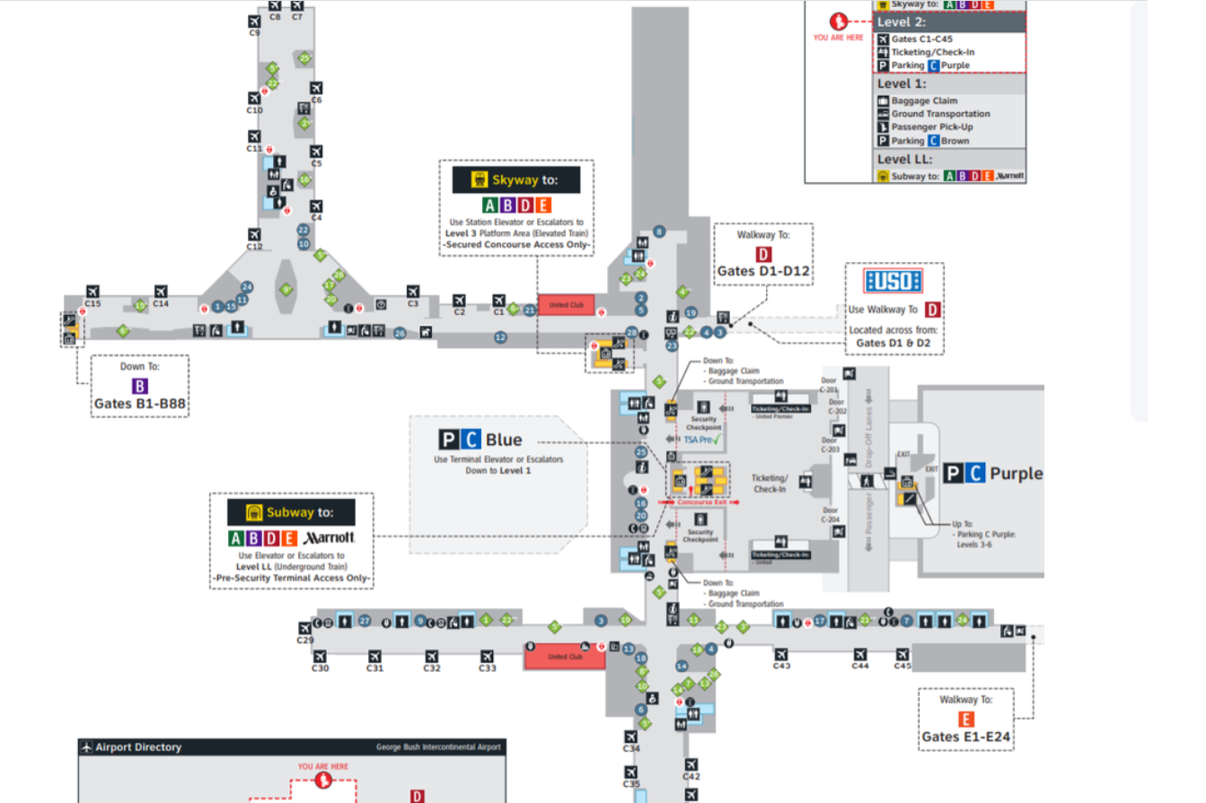 IAH Airport Map [Terminals, Parking, Gate, Car]